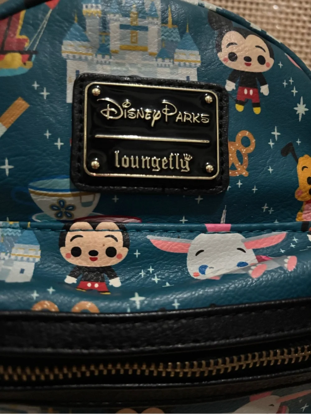Disney Parks X Loungefly mini backpack teal Kingdom of Cute Chibi Icons